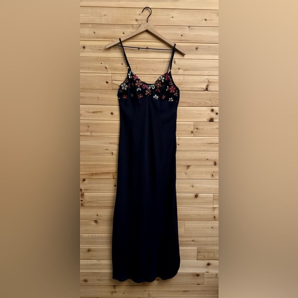 Malizia La Perla Size Small Silk Mesh Floral Bodice Intimates Slip Night Gown